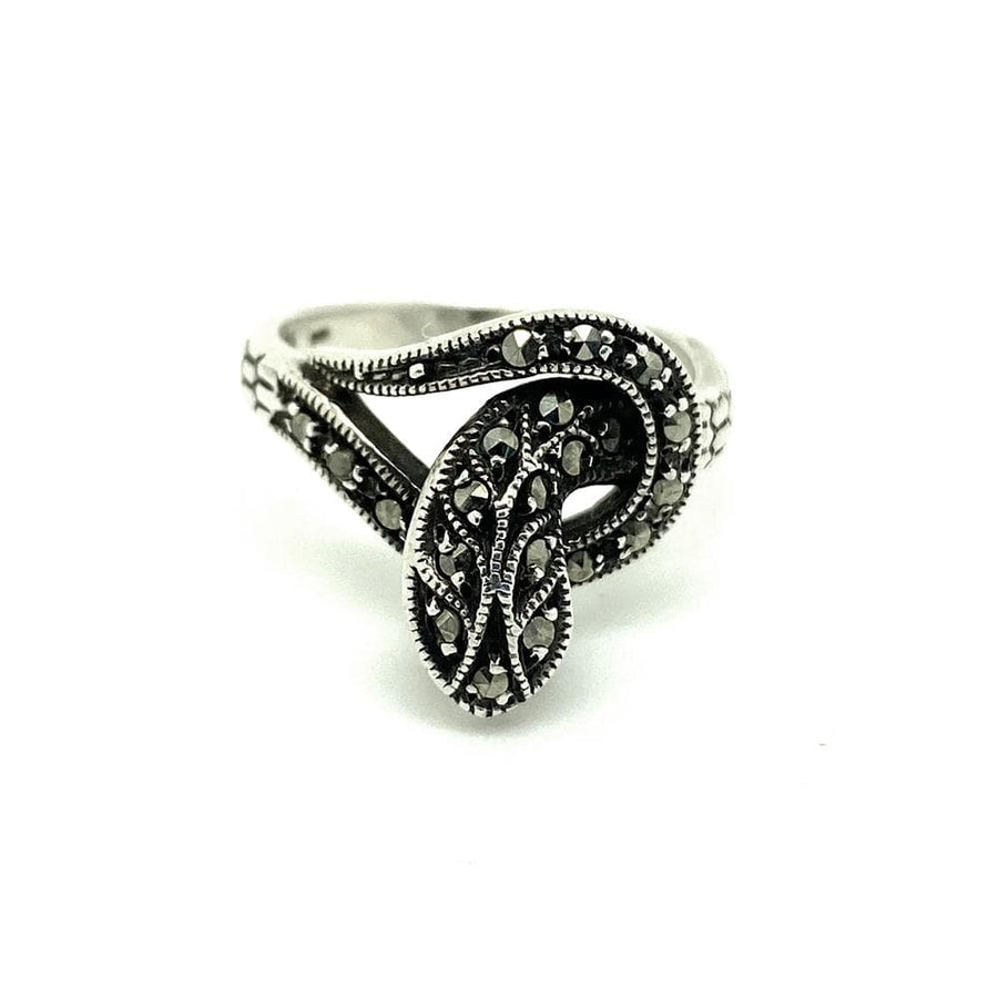 Vintage Marcasite Silver Snake Ring