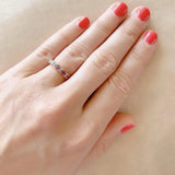 Vintage Ruby & Diamond 9ct Half Eternity Band Ring