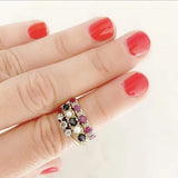 Vintage Ruby & Diamond 9ct Half Eternity Band Ring