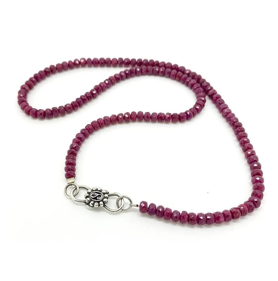 Vintage Ruby Red Beaded Necklace, view 3