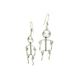 Vintage Stick Men Silver Drop Earrings